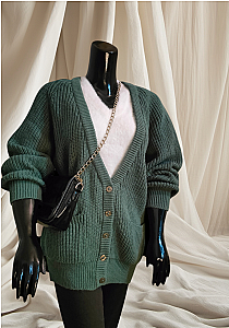 Green Cardigan Knitted