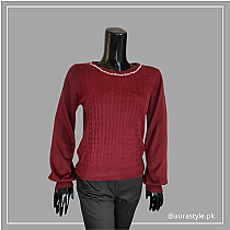 Embellished neck  Maroon Top 