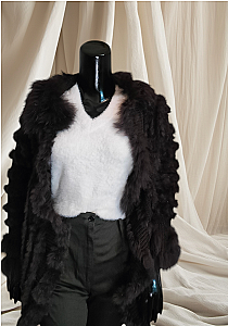 Long Fur Cardigan Deep Purple