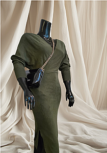 Side Slit Long Top Green