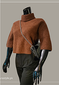 Brown Mock Neck Top
