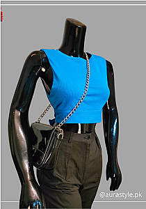 Crop body Sleeveless blue Top